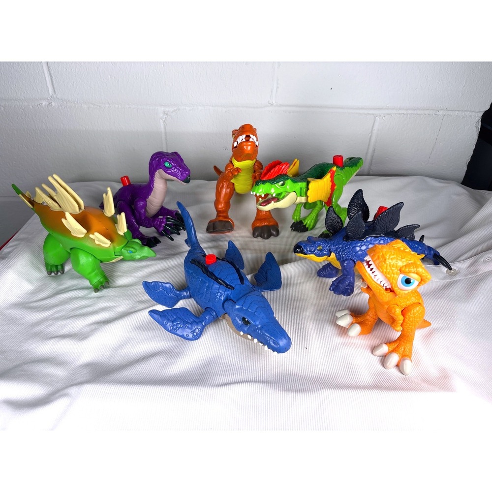 Fisher-Price Imaginext Dinosaur Action Figure Lot T-Rex Stegosaurus Mosasaurus